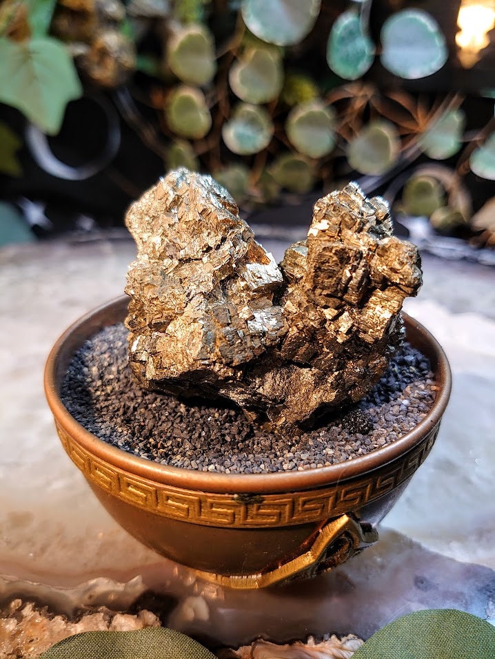 179g Cubic Pyrite Cluster "Heart of Gold" from Morocco for Home & Altar Decor / Collection / Energy / Gifting / ISH#022