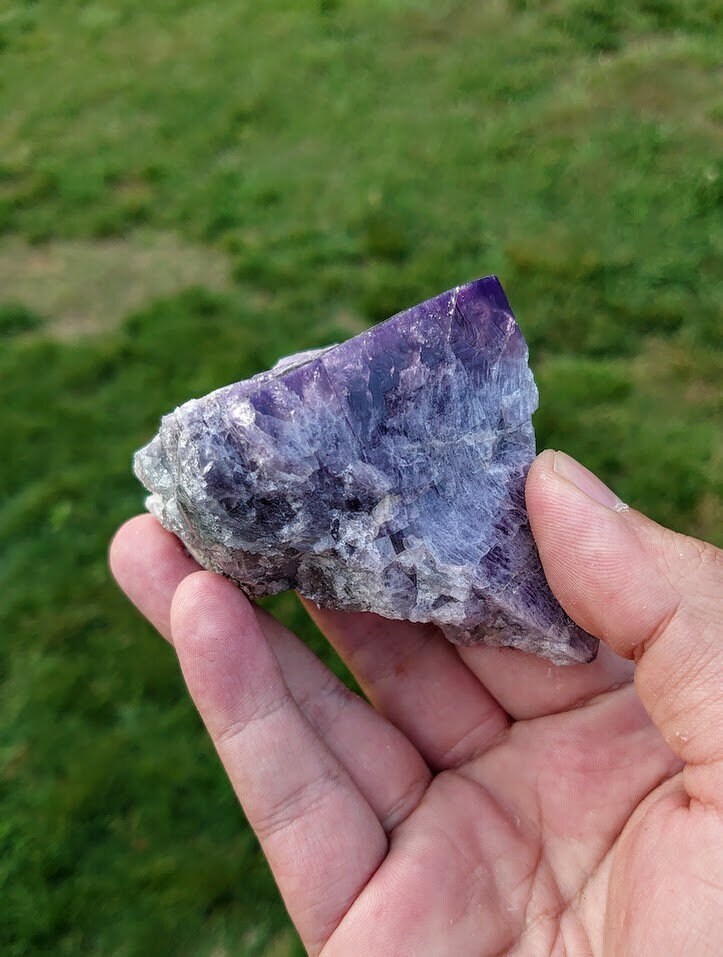 326g Purple Fluorite Crystal "Purple Rain Pocket" From United Kingdom for Altar Decor / Meditation / Collection