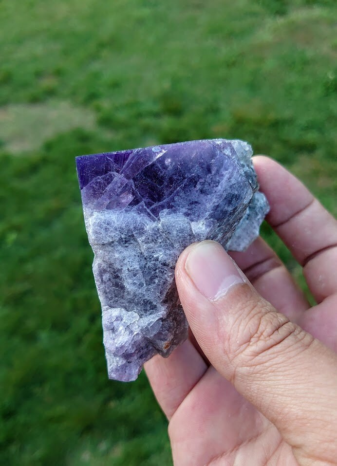 326g Purple Fluorite Crystal "Purple Rain Pocket" From United Kingdom for Altar Decor / Meditation / Collection
