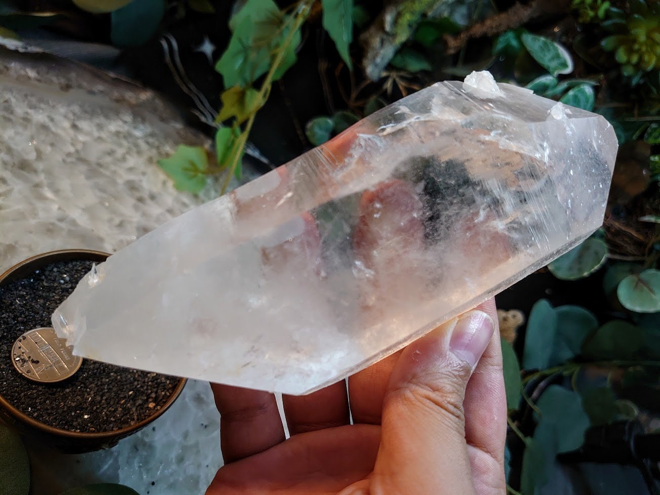 578g Large Double Terminated Arkansas Clear Quartz Crystal from the United States for Crystal Healing / Meditation / Collection / Lemurian