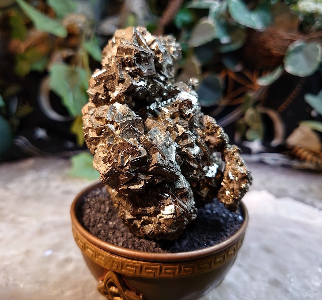 549g Large Cubic Pyrite Cluster from Morocco for Home & Altar Decor / Collection / Energy / Gifting