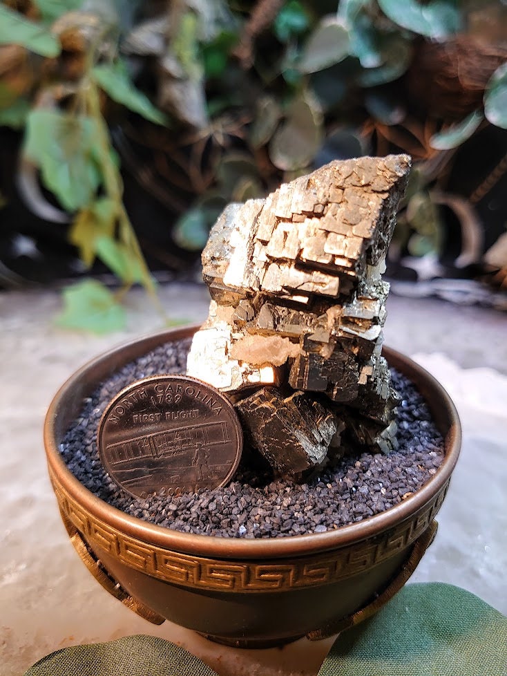 160g Cubic Pyrite Cluster with Calcite Inclusions from Morocco for Home & Altar Decor / Collection / Energy / Gifting