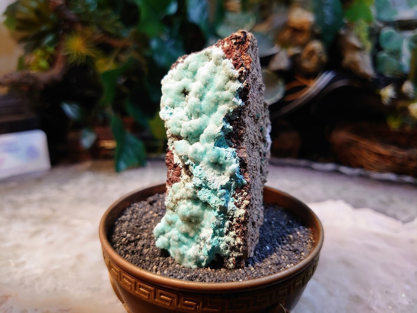 Natural Chrysocolla Druzy on Matrix for Home and Altar Decor / 104.4g / Energy Work / Crystal Healing / Collection