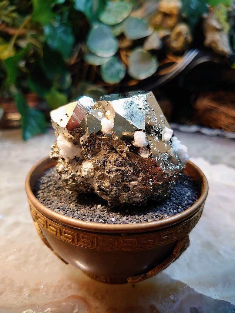 Beautiful Pyrite "Fool's Gold" Cluster with Quartz from Huanzala Mine, Peru, for Collection / 226g / Home and Altar Decor / Gifting