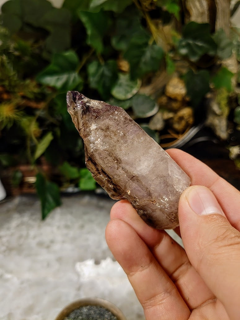 Shangaan Elestial Smoky Amethyst Crystal with Hematite Inclusions from Zimbabwe for Collection / 67.8g / Meditation/ Crafting /