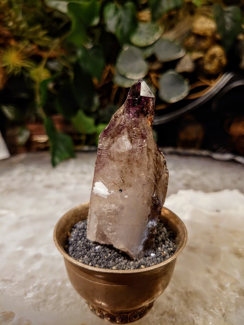 Shangaan Elestial Smoky Amethyst Crystal with Hematite Inclusions from Zimbabwe for Collection / 67.8g / Meditation/ Crafting /