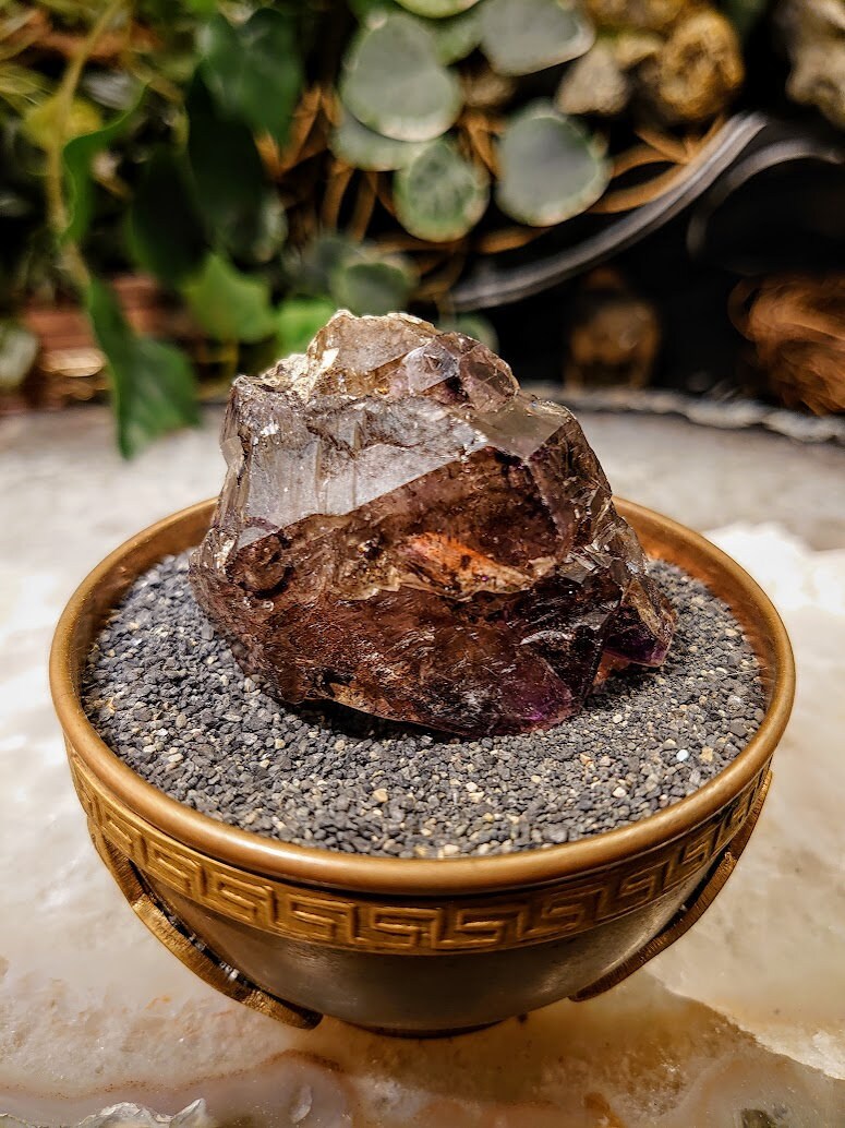 Shangaan Elestial Smoky Amethyst Cluster with Double Enhydro from Zimbabwe for Collection / 90g / Meditation/ Crafting /