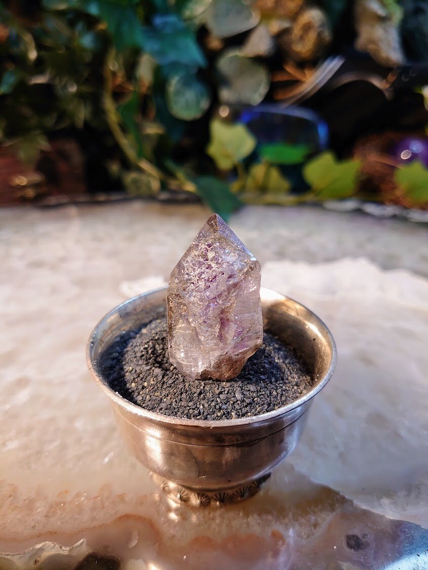 Smoky Skeletal Amethyst Point, Double Terminated from Espírito Santos, Brazil for Collection / 24.48g / Meditation/ Super Seven Locality