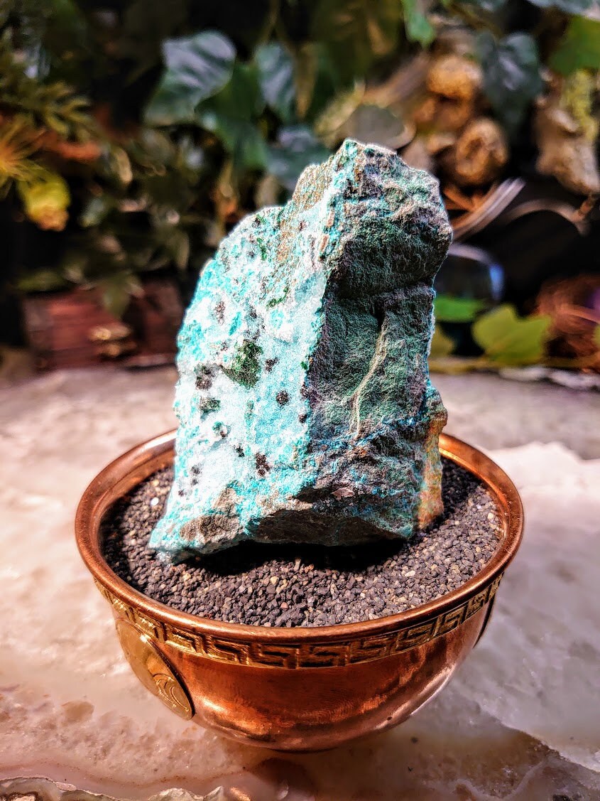 Natural Chrysocolla with Malachite and Druzy on Matrix from Kakanda, Congo for Home and Altar Decor / 122g / Crystal Healing / Collection