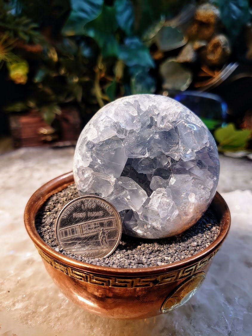 2 3/8"Hand Polished Celestite 'Sphere' from Madagascar for Altar Decor / Crystal Healing / Reiki / Meditation / Collectors / Gifting