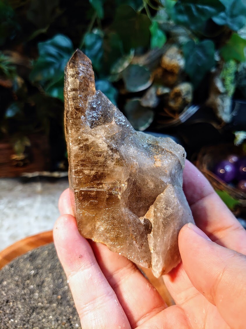 Natural Smoky Quartz Cluster with Tabular Point and Self Healing from Malawi, Africa for Collection / 248g / Home Decor / Protection