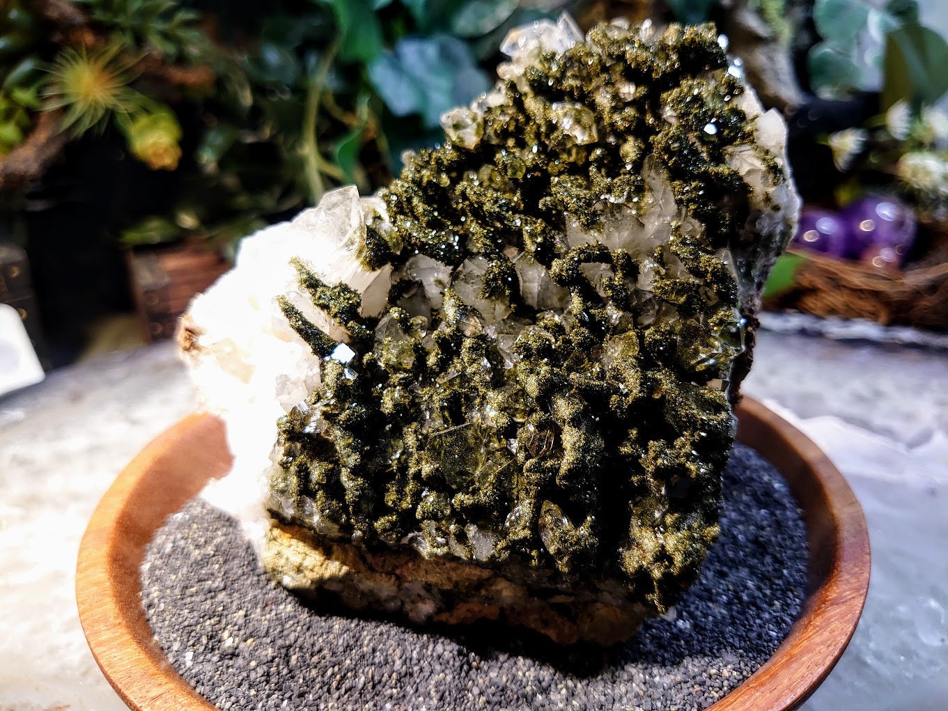 Gorgeous Quartz with Forest Green Epidote Fingers from Turkey for Crystal Healing / 638g / Mineral Collection / Cabinet Specimen