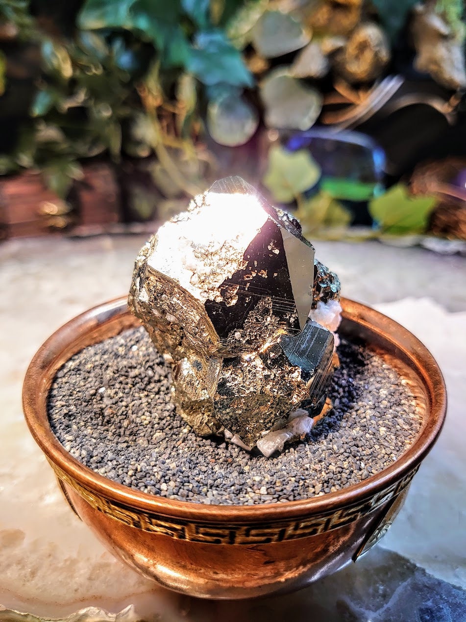 Stunning Pyrite "Fool's Gold" Cluster with Calcite from Huanzala Mine, Peru, for Collection / 160g / Home and Altar Decor / Gifting