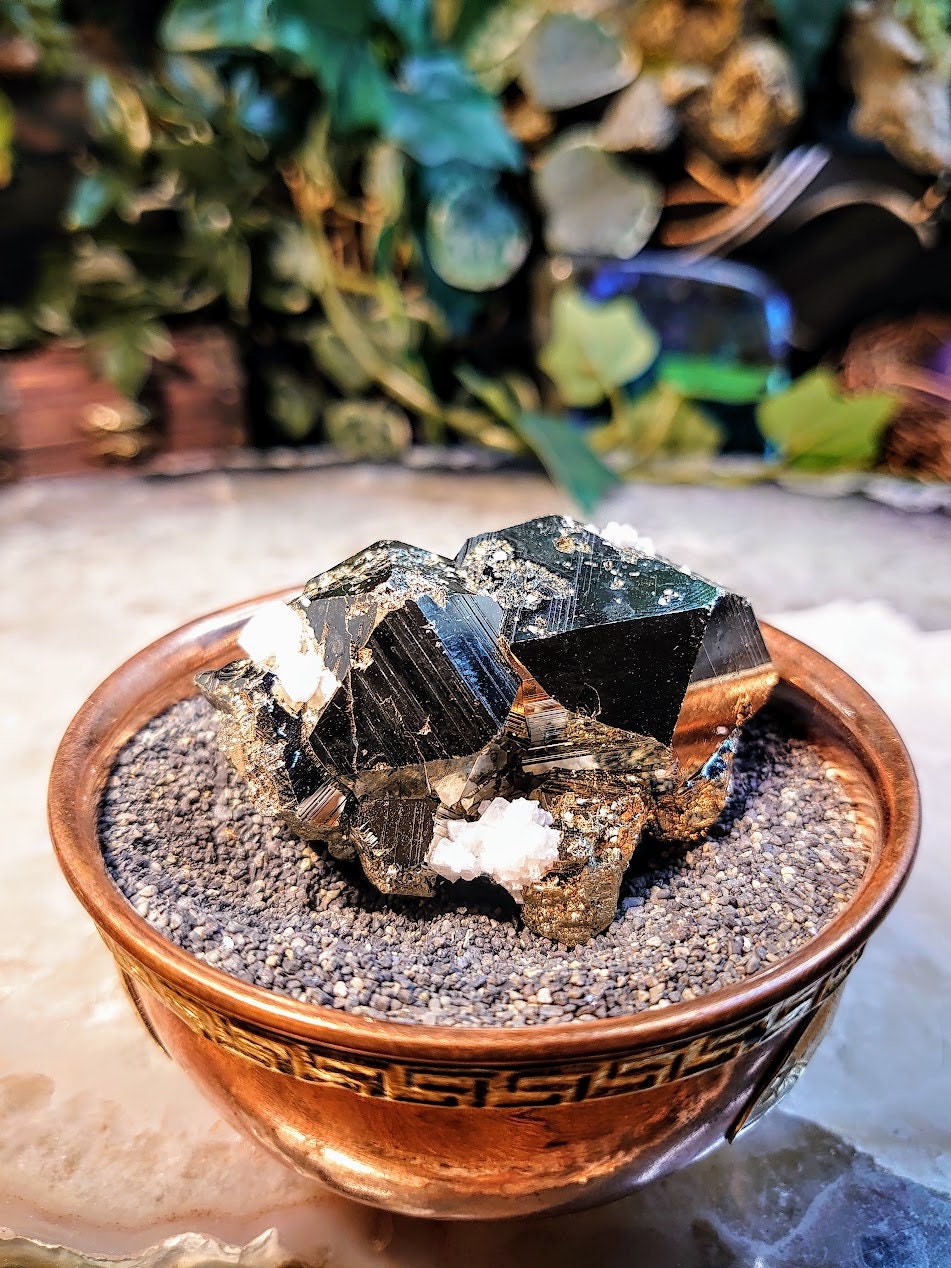 Stunning Pyrite "Fool's Gold" Cluster with Calcite from Huanzala Mine, Peru, for Collection / 160g / Home and Altar Decor / Gifting