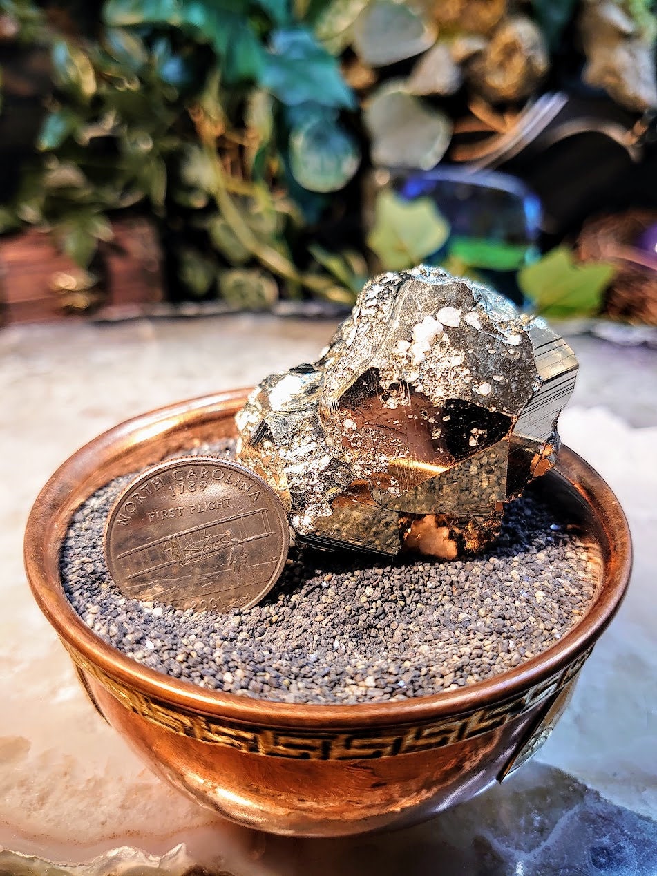Stunning Pyrite "Fool's Gold" Cluster with Calcite from Huanzala Mine, Peru, for Collection / 160g / Home and Altar Decor / Gifting