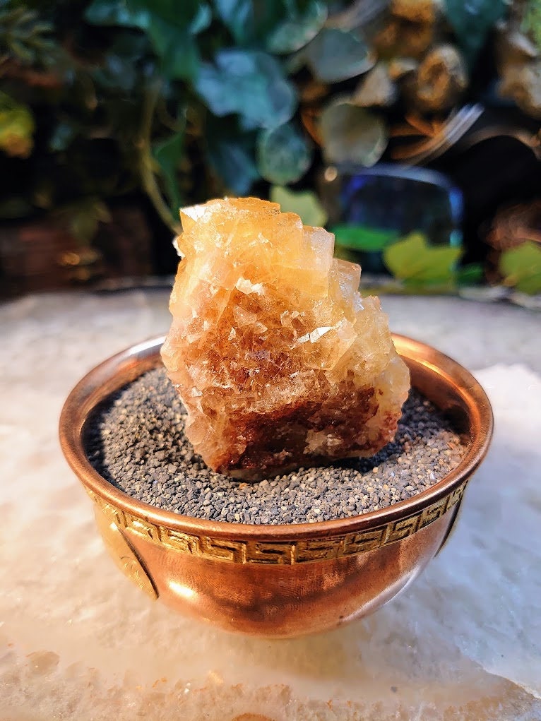 Golden Fluorite Cluster with Tabular Barite From Moscona Mine, Spain for Collection / 79.01g / Energy Work / Altar Decor / Meditation /
