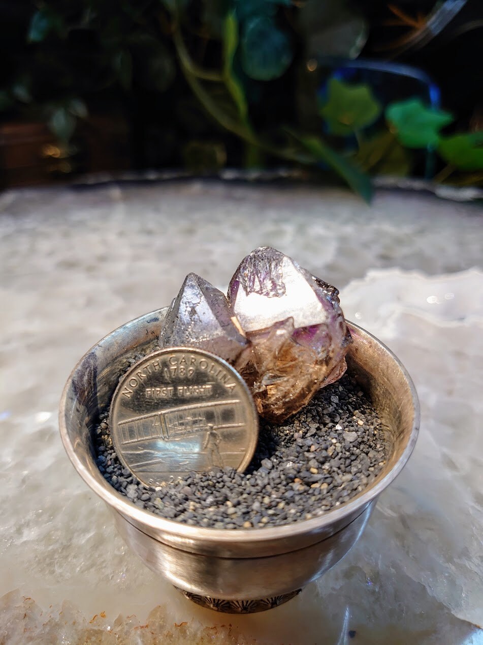 Skeletal Smoky Amethyst Cluster with Goethite from Espírito Santos, Brazil for Collection / 20.52g / Meditation/ Super Seven Locality