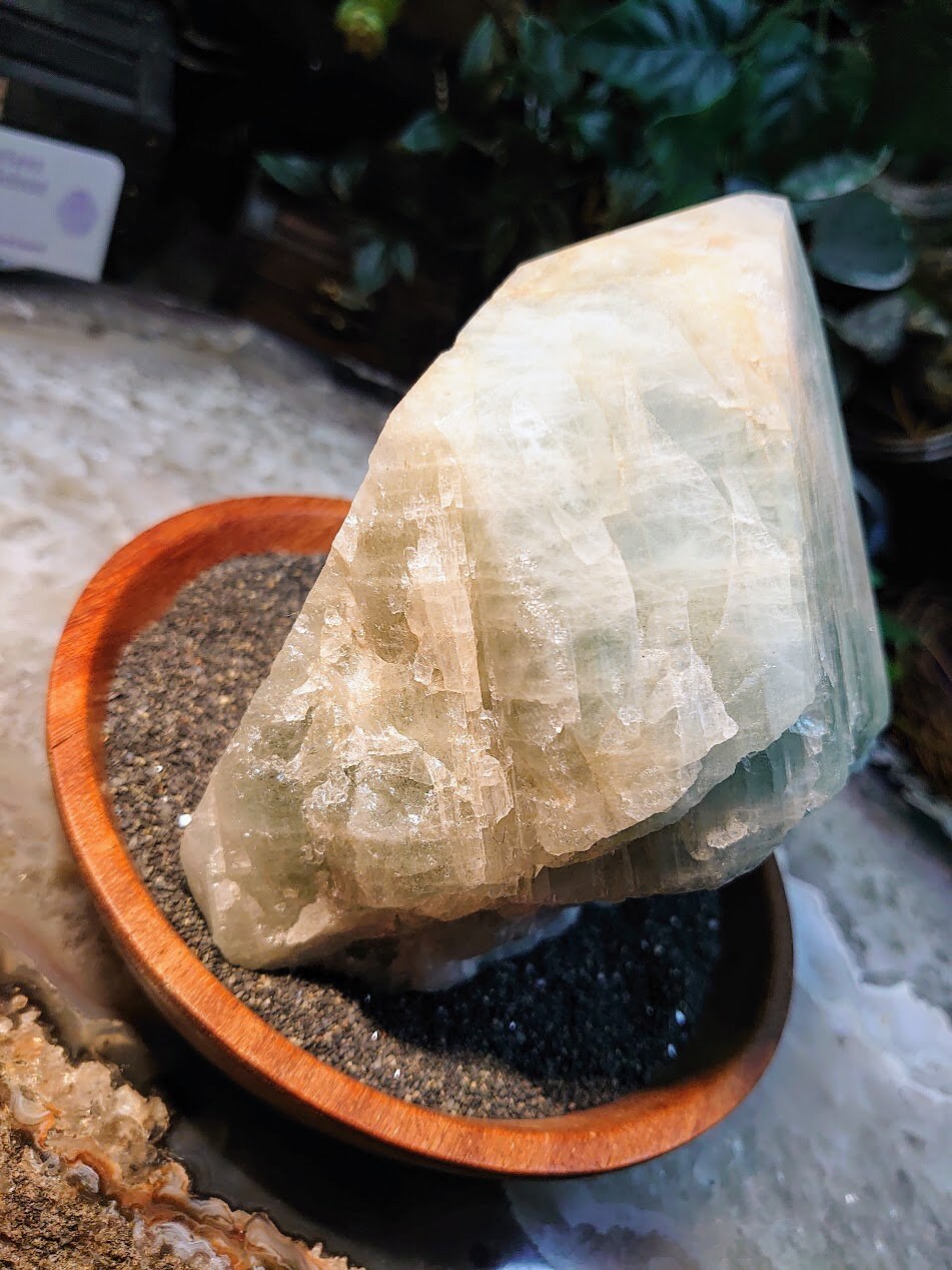 Large Semi Polished Aquamarine Generator/Obelisk/Tower from Brazil for Crystal Healing / 1,506g / Reiki / Meditation / Home & Altar Decor