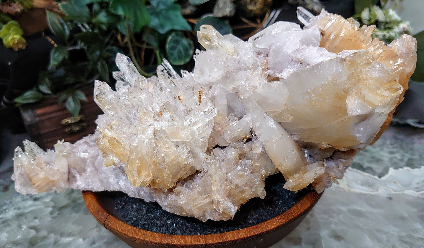 Large Colombian Orange & Pink Quartz Cluster with Halloysite Inclusions / 1,570g / Lithium / Mango Quartz / Cabinet Size Specimen