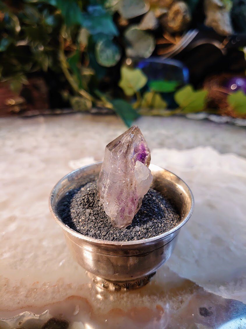 Smoky Skeletal Amethyst Point, Double Terminated from Espírito Santos, Brazil for Collection / 24.48g / Meditation/ Super Seven Locality