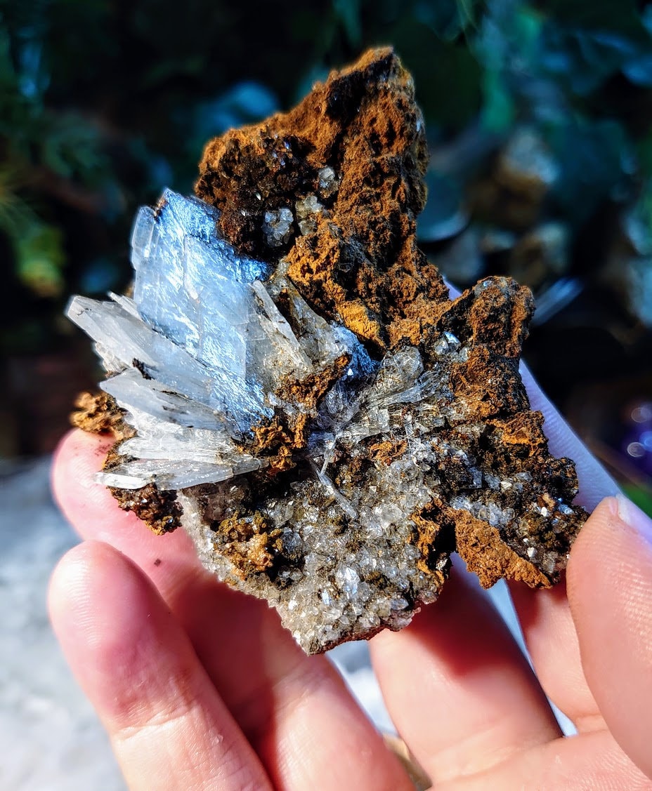 Striking Blue Barite Crystal Cluster on Quartz from Morocco for Home and Altar Decor / 89.97g / Collection / Crystal Healing