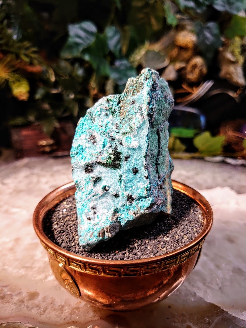 Natural Chrysocolla with Malachite and Druzy on Matrix from Kakanda, Congo for Home and Altar Decor / 122g / Crystal Healing / Collection