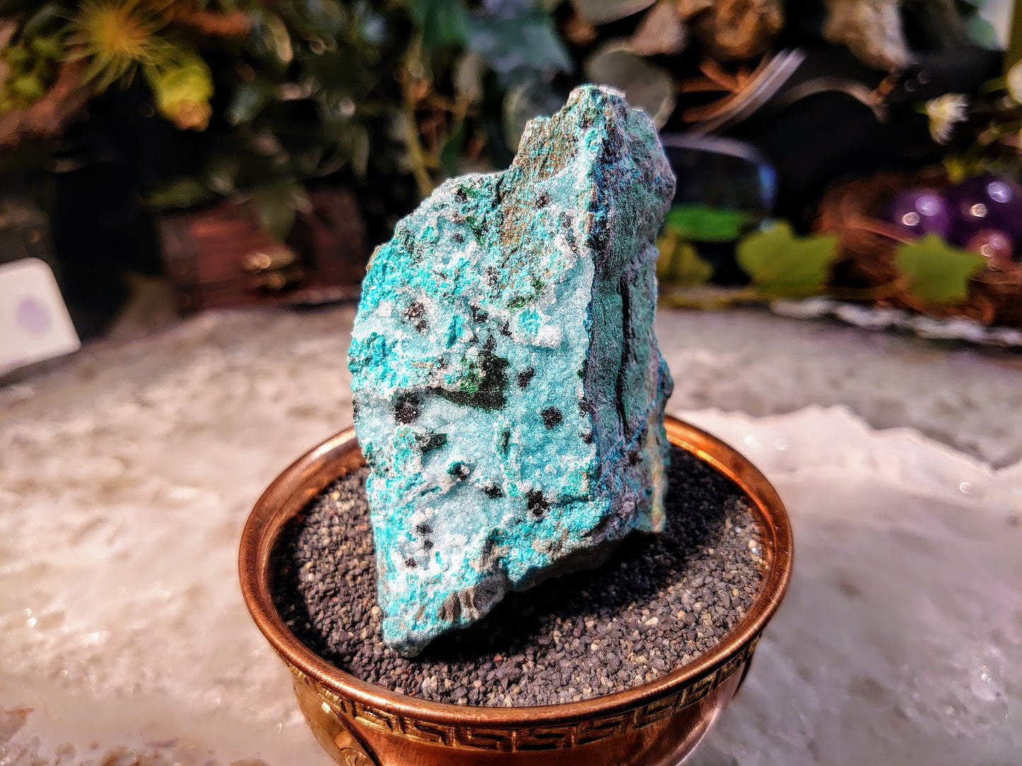 Natural Chrysocolla with Malachite and Druzy on Matrix from Kakanda, Congo for Home and Altar Decor / 122g / Crystal Healing / Collection