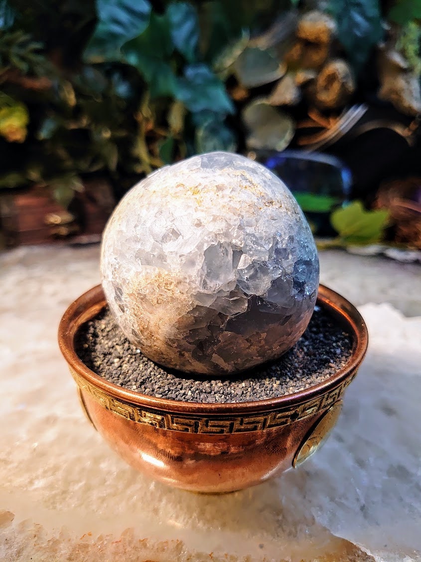 2 1/4"Hand Polished Celestite 'Sphere' from Madagascar for Altar Decor / Crystal Healing / Reiki / Meditation / Collectors / Gifting