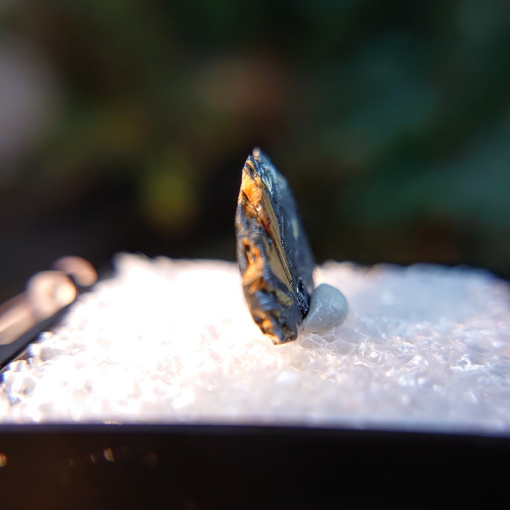 5.85ct Hematite Blade with Exposed Golden Rutile from Novo Horizonte, Bahia, Brazil / Thumbnail Size / Collection / Whaaaaaat?!