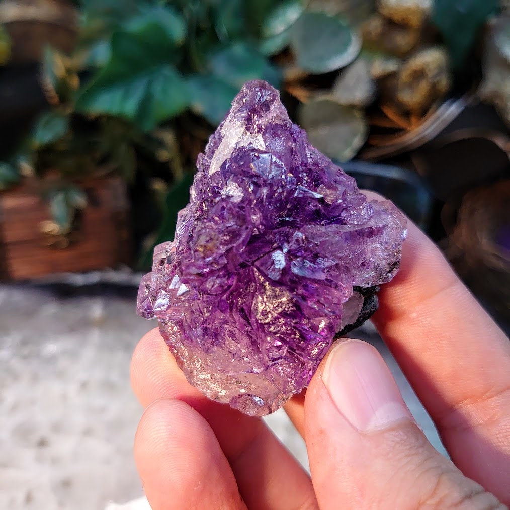 Dark Amethyst Water Etched Cluster from Karur, India for Meditation / 71.11g / Collection / Altar Decor