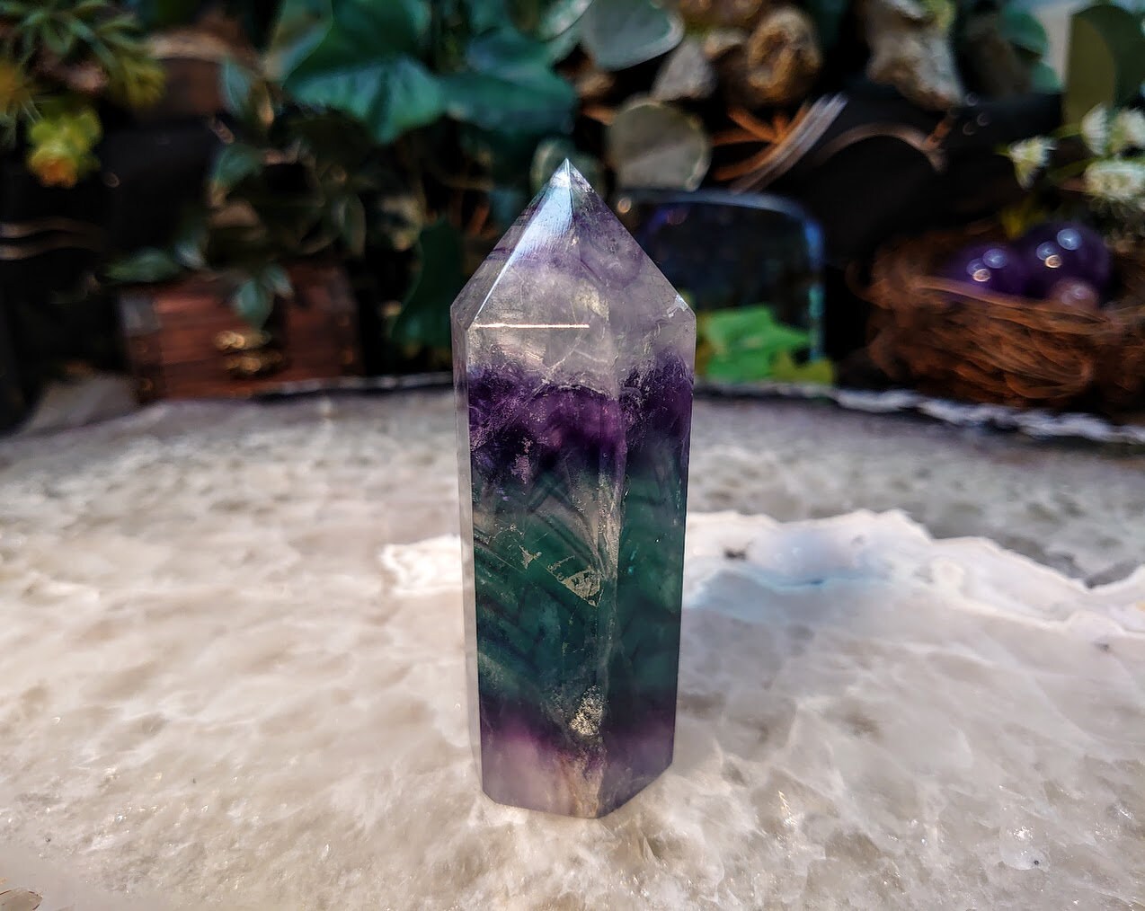 3 1/2" Rainbow Fluorite Generator/Point/Tower for Crystal Healing / Grid Creation / Home and Altar Decor