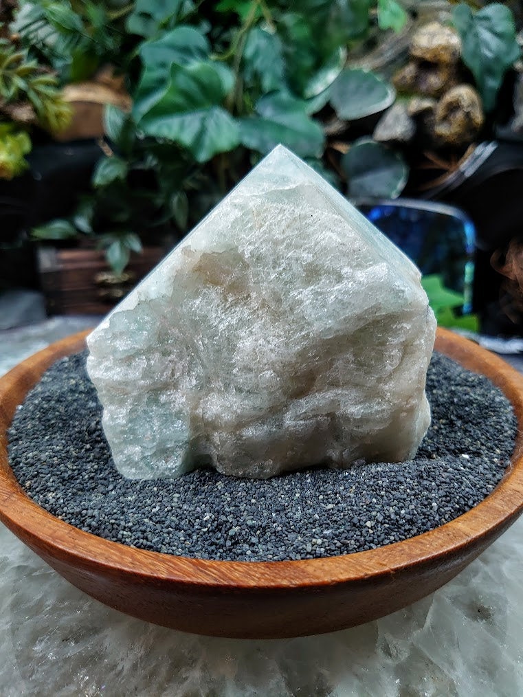 Semi Polished Aquamarine Generator/Obelisk/Tower from Brazil for Crystal Healing / 428g / Reiki / Meditation / Home & Altar Decor