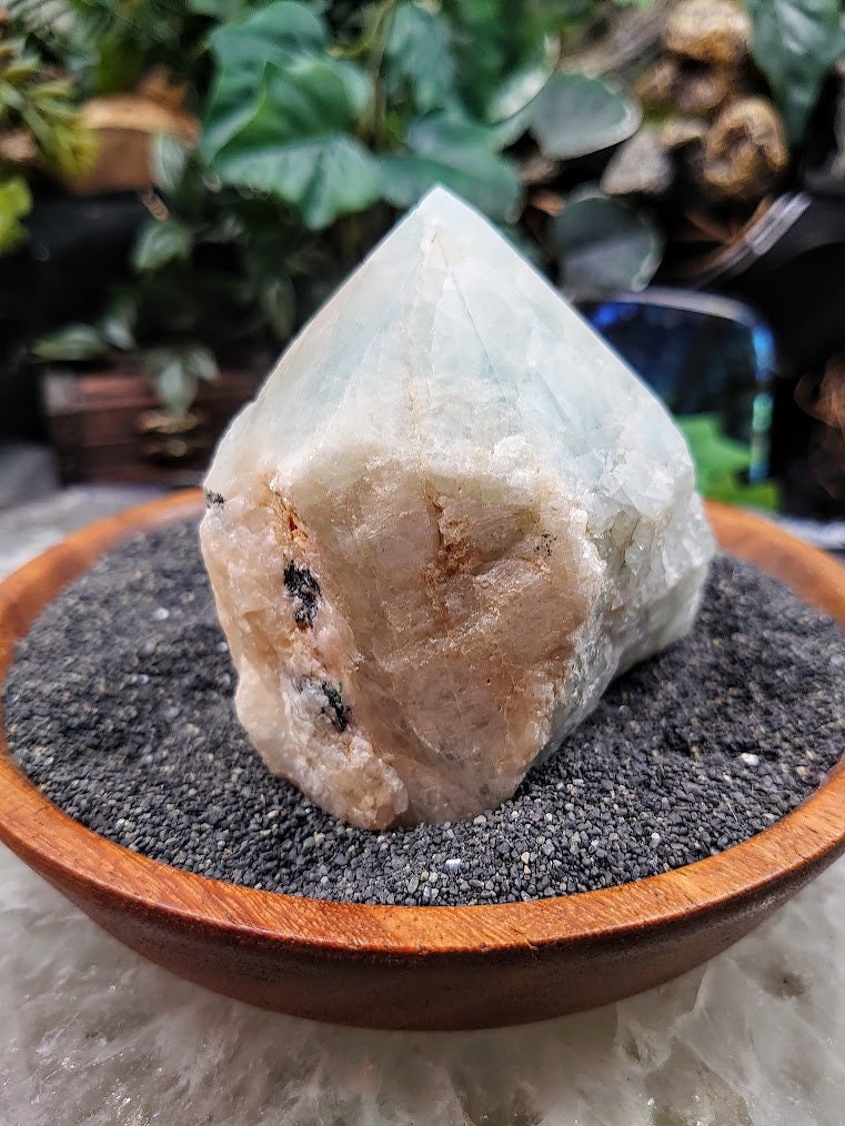 Semi Polished Aquamarine Generator/Obelisk/Tower from Brazil for Crystal Healing / 428g / Reiki / Meditation / Home & Altar Decor