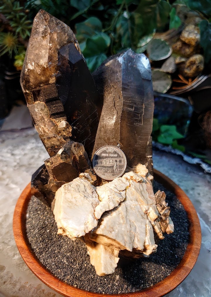 Rare, Large Smoky Quartz Cluster with Microcline Feldspar from Świdnica County, Poland for Home Decor / 1,622g / Collection / Large Cabinet