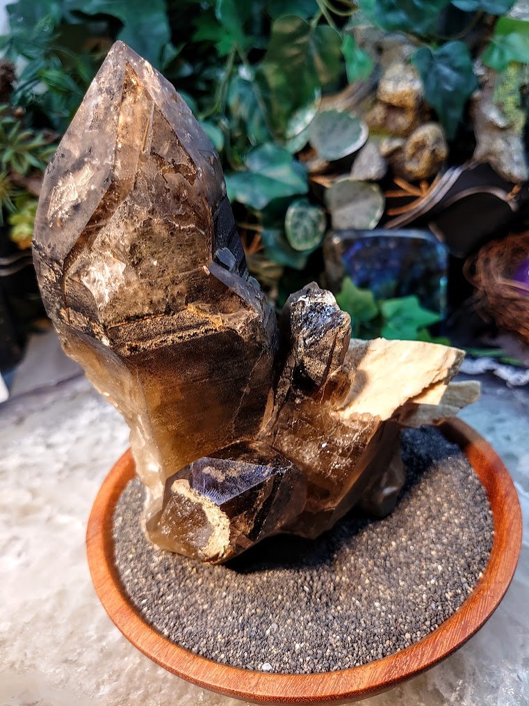 Rare, Large Smoky Quartz Cluster with Microcline Feldspar from Świdnica County, Poland for Home Decor / 1,622g / Collection / Large Cabinet