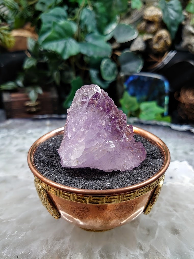 Amethyst Water Etched Cluster with Lepidocrocite Rutile from Karur, India for Meditation / 91.41g / Collection / Altar Decor