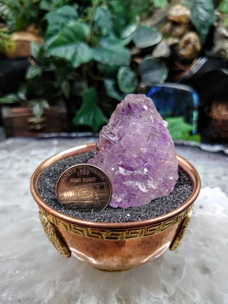Amethyst Water Etched Cluster with Lepidocrocite Rutile from Karur, India for Meditation / 91.41g / Collection / Altar Decor