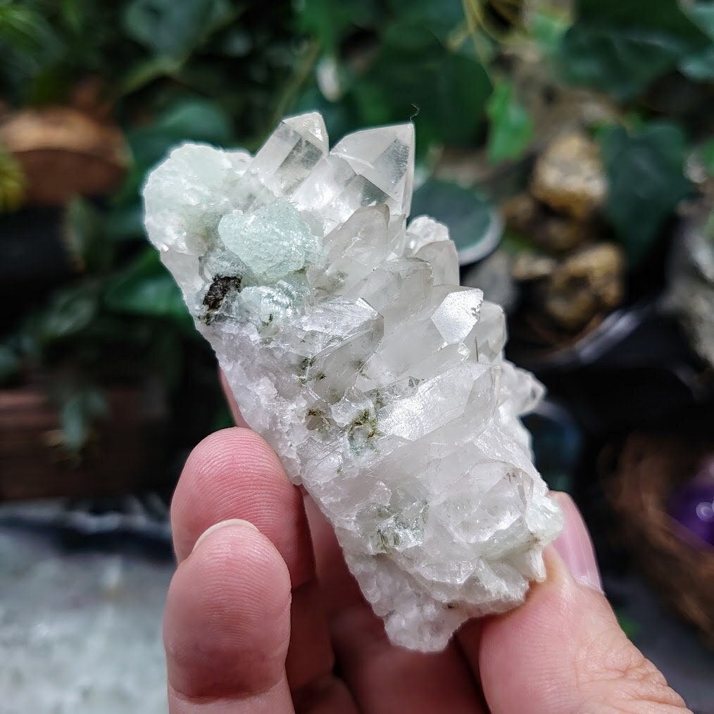 Prehnite with Clear Quartz From Yunnan Province, China / 146g / Small Cabinet Size / for Desk Decor / Meditation / Collection