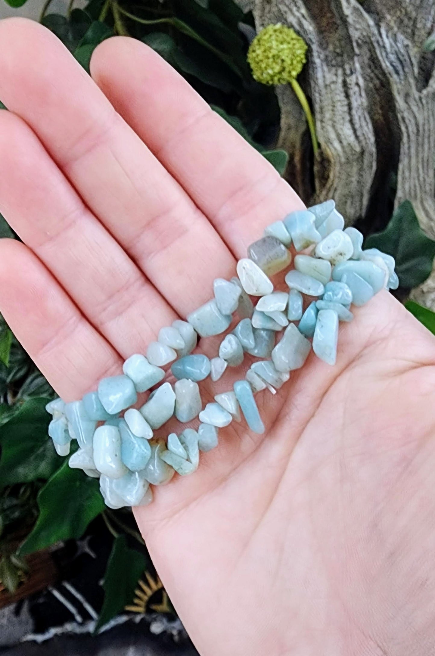 Amazonite Gemstone Stretch Bracelet with Chip Stone Beads/ Handmade/ High Quality/ Throat Chakra