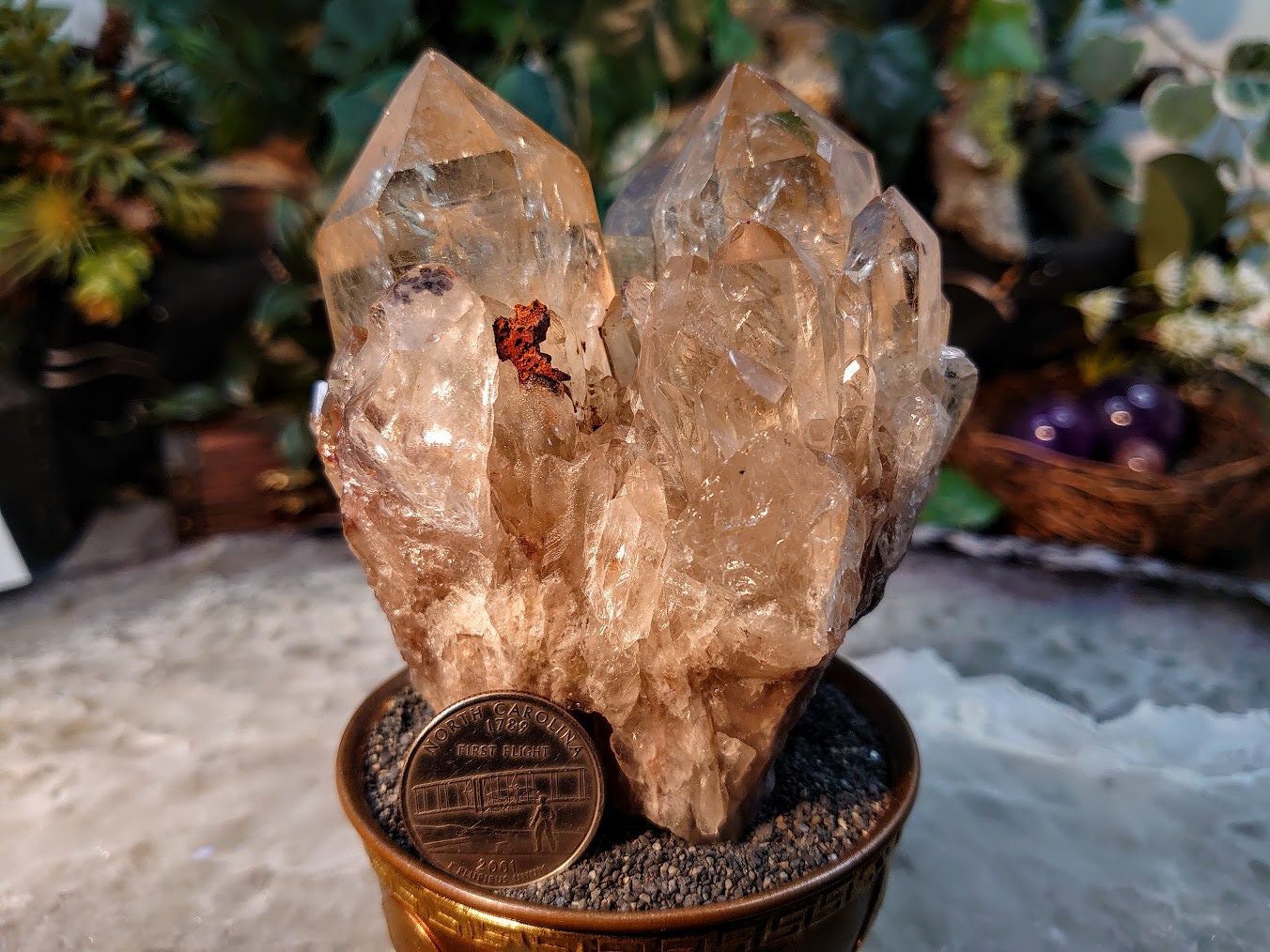 Beautiful Natural Kundalini Congo Citrine Cluster for Altar and Home Decor / 564g / Energy Work / Crystal Healing / Cabinet Size Class