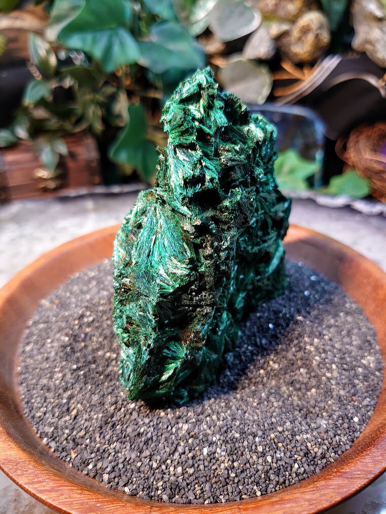 Silky Fibrous Malachite Specimen from Kasompe, Congo for Home and Altar Decor / 297g / Collection / Crystal Healing / Small Cabinet Size