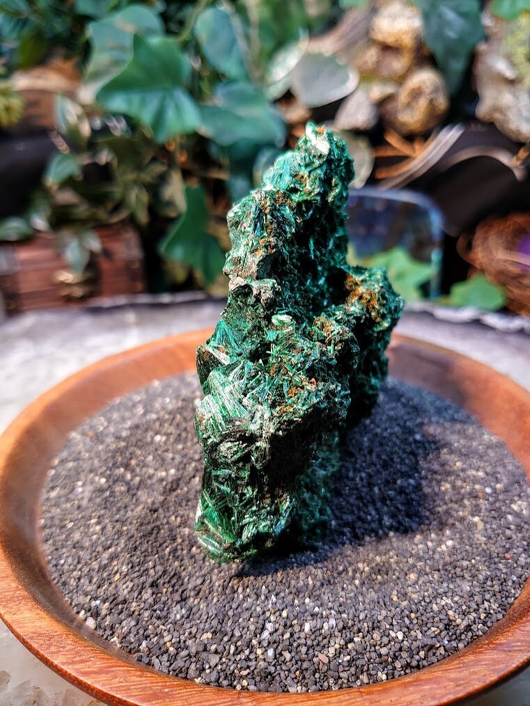 Silky Fibrous Malachite Specimen from Kasompe, Congo for Home and Altar Decor / 297g / Collection / Crystal Healing / Small Cabinet Size