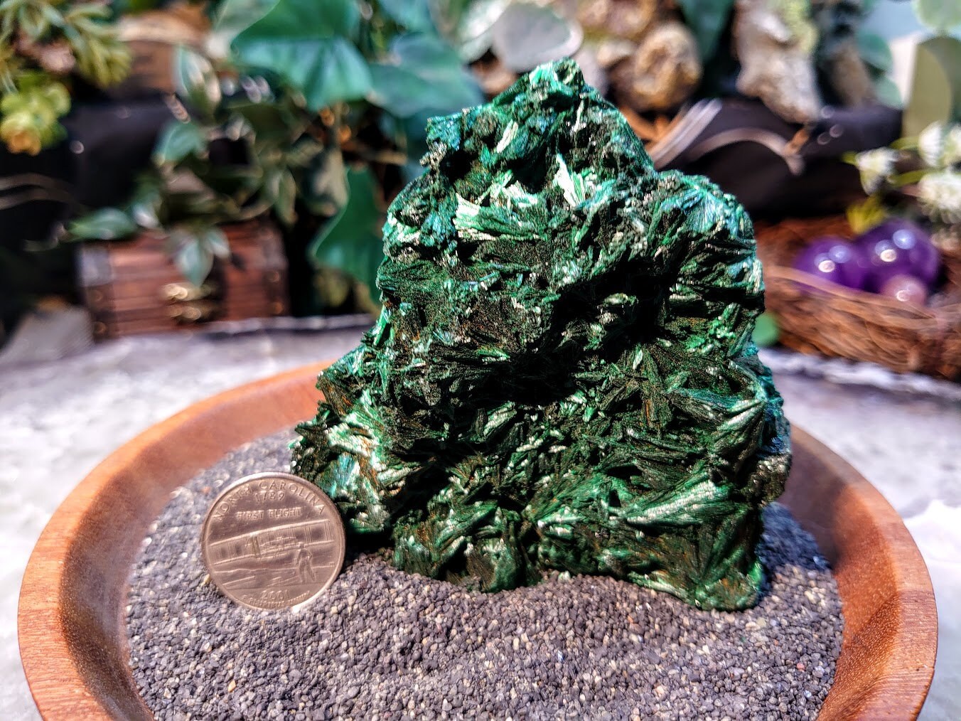 Silky Fibrous Malachite Specimen from Kasompe, Congo for Home and Altar Decor / 297g / Collection / Crystal Healing / Small Cabinet Size