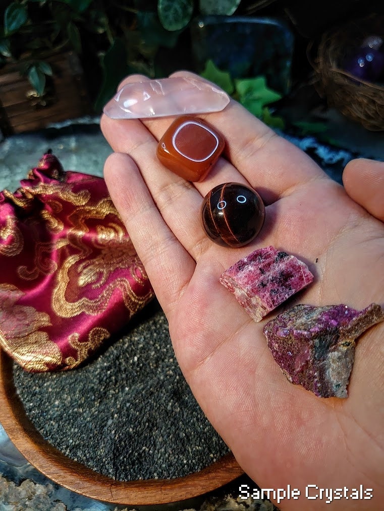 Passion Mojo Bag / Crystal Healing Kit / Medicine Bag / Crystal Set / Meditation Stones