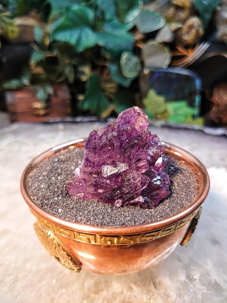 Dark Amethyst Water Etched Cluster from Karur, India for Meditation / 55.96g / Collection / Altar Decor