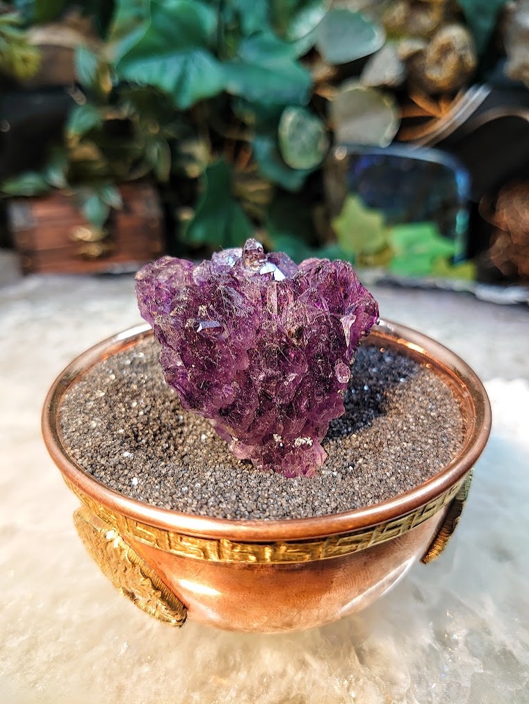 Dark Amethyst Water Etched Cluster from Karur, India for Meditation / 55.96g / Collection / Altar Decor