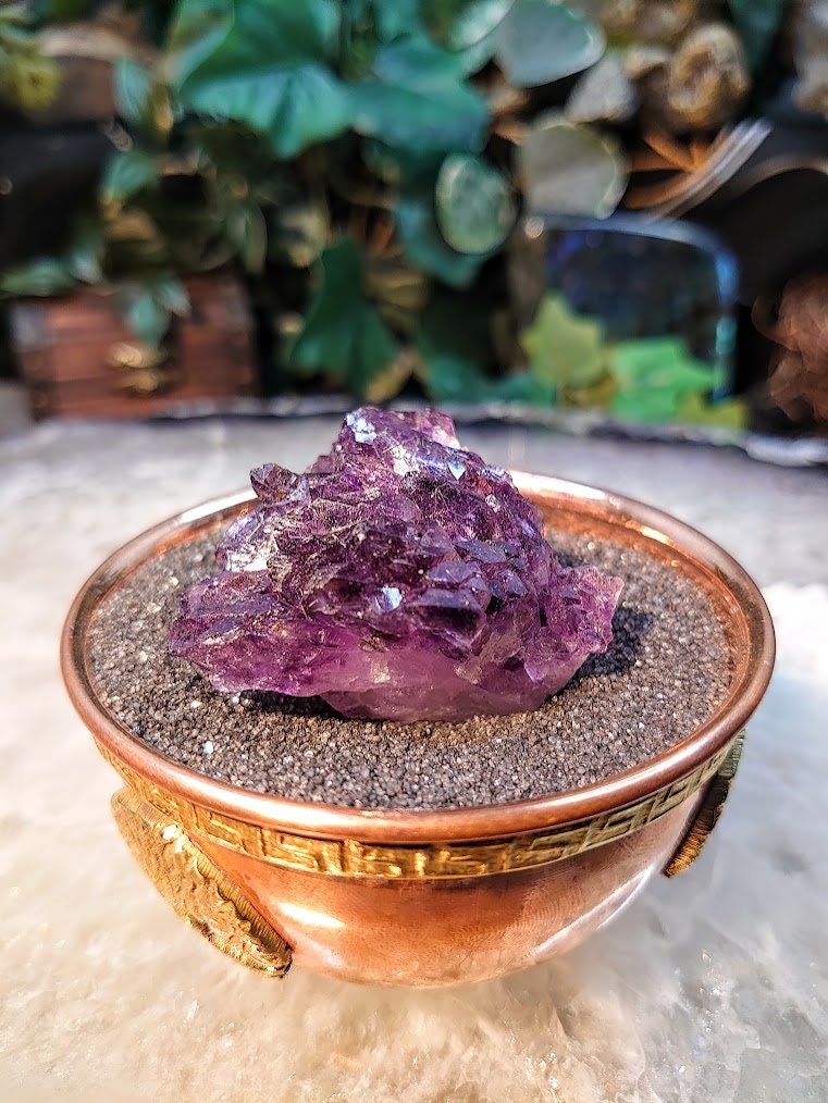 Dark Amethyst Water Etched Cluster from Karur, India for Meditation / 55.96g / Collection / Altar Decor