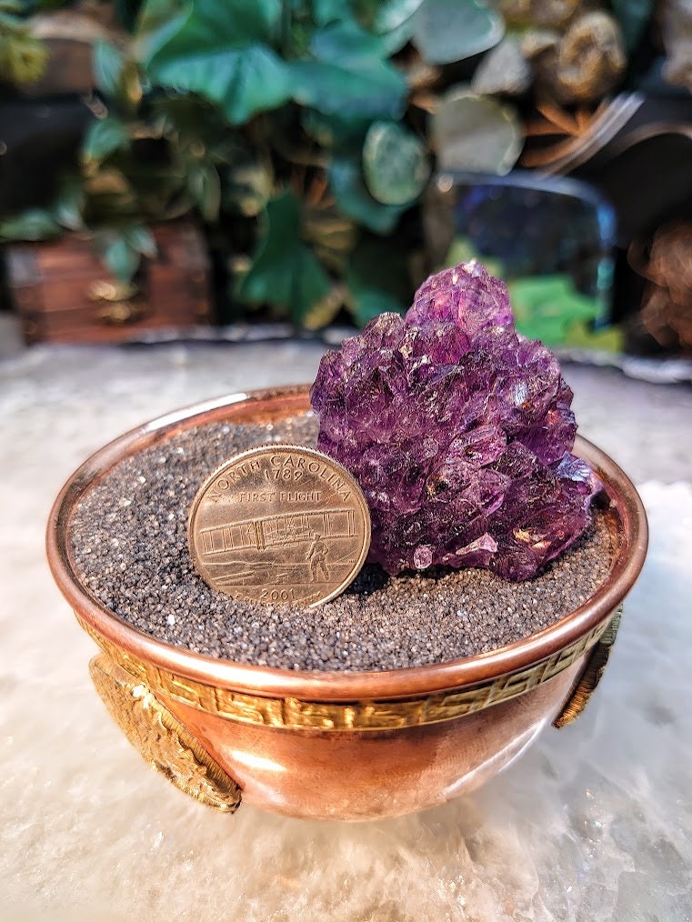 Dark Amethyst Water Etched Cluster from Karur, India for Meditation / 55.96g / Collection / Altar Decor