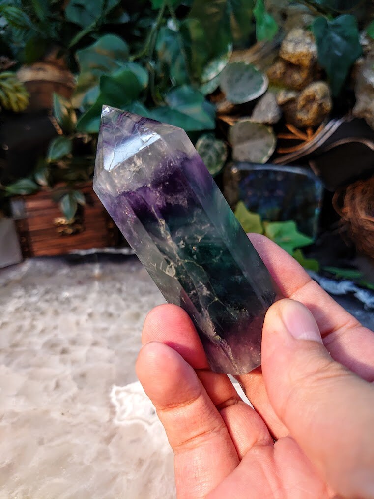 3 1/2" Rainbow Fluorite Generator/Point/Tower for Crystal Healing / Grid Creation / Home and Altar Decor