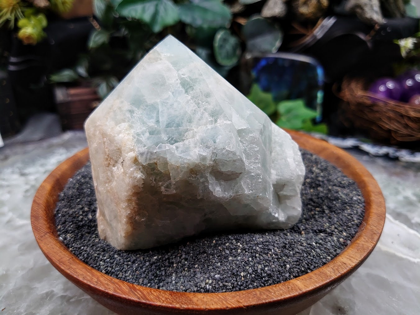 Semi Polished Aquamarine Generator/Obelisk/Tower from Brazil for Crystal Healing / 428g / Reiki / Meditation / Home & Altar Decor